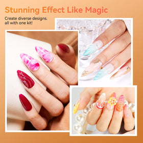 Close-up of blooming gel spreading on nail