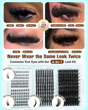 Close-up of Boahankuke Lash Clusters showing different styles