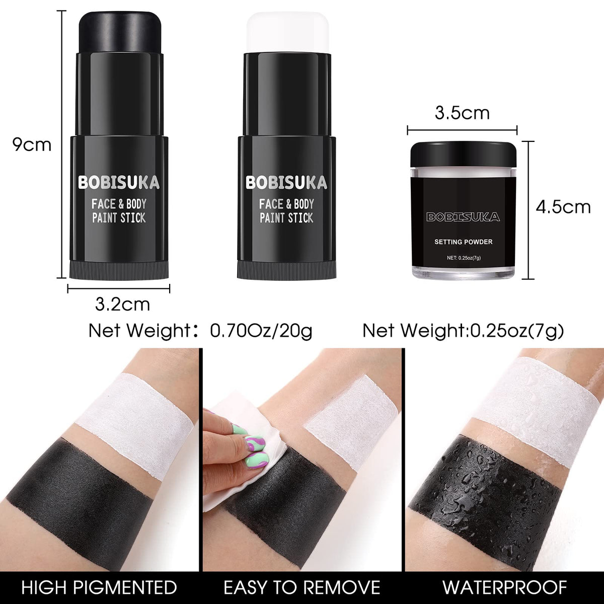 Close-up of BOBISUKA black face paint stick