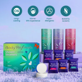 Close-up of BodyRefresh Shower Steamers with essential oils