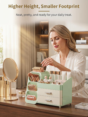 Close-up of Booklov Large Makeup Organizer compartments