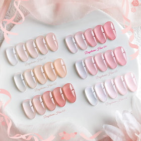 Close-up of Born Pretty Jelly Gel Nail Polish in milky nude pink