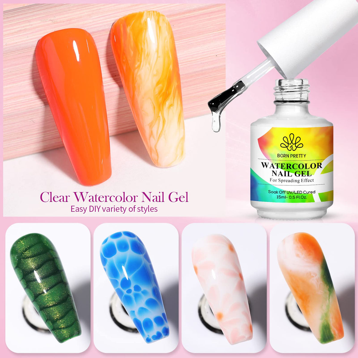 Close-up of Born Pretty Nail Blooming Gel texture