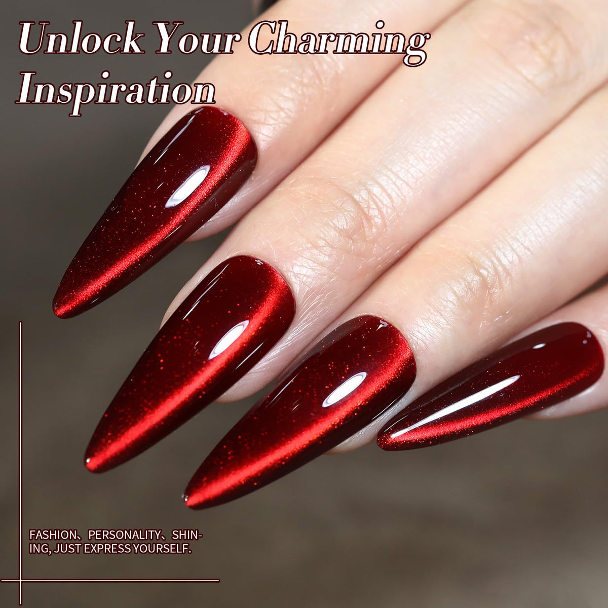 Close-up of Born Pretty Red Cat Magnetic Eye Gel Nail Polish with glossy finish