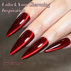 Close-up of Born Pretty Red Cat Magnetic Eye Gel Nail Polish with glossy finish