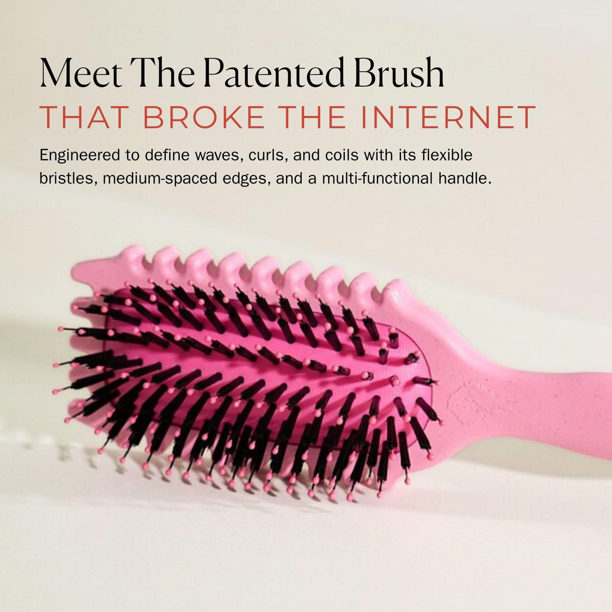 Close-up of Bounce Curl Define EdgeLift Brush vegan boar bristles