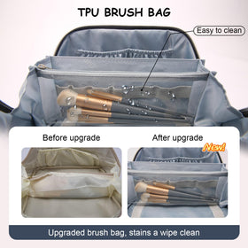 Close-up of BOYATU cosmetic bag handle and zipper