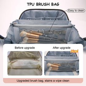 Close-up of BOYATU makeup bag handle and zipper