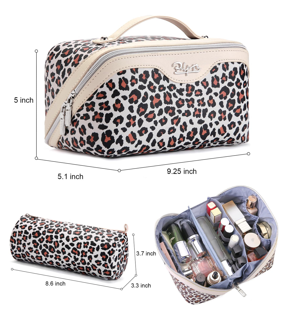 Close-up of BOYATU makeup bag showcasing its compartments