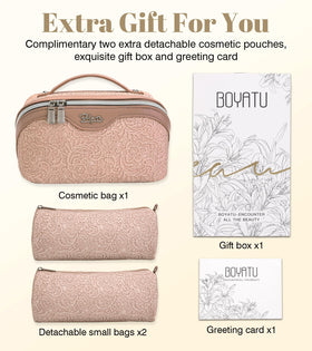 Close-up of BOYATU Travel Makeup Bag zipper and handle