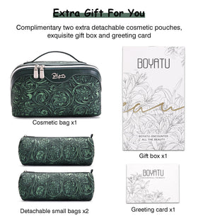 Close-up of BOYATU Travel Makeup Bags Set floral design