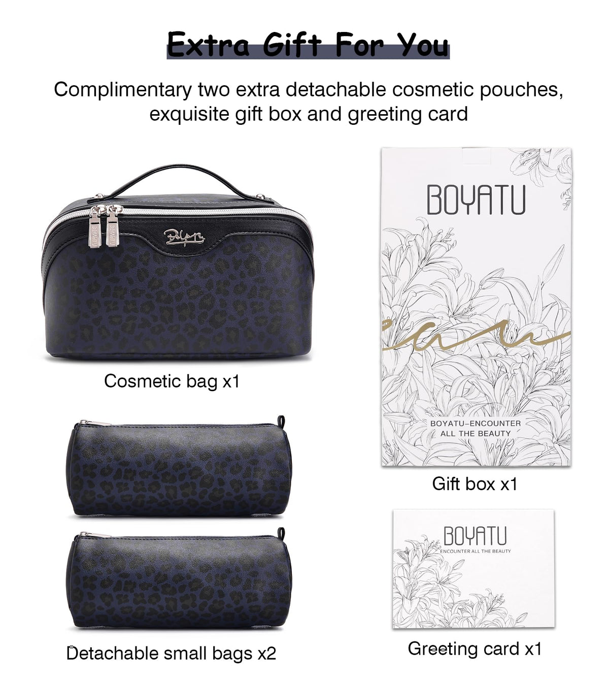 Close-up of BOYATU waterproof makeup bag compartments