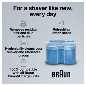 Close-up of Braun Clean & Renew Refill Cartridge showing liquid