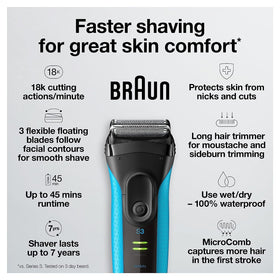 Close-up of Braun Electric Series 3 Razor blades