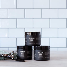 Close-up of Brickell Men's Hair Styling Clay Pomade texture
