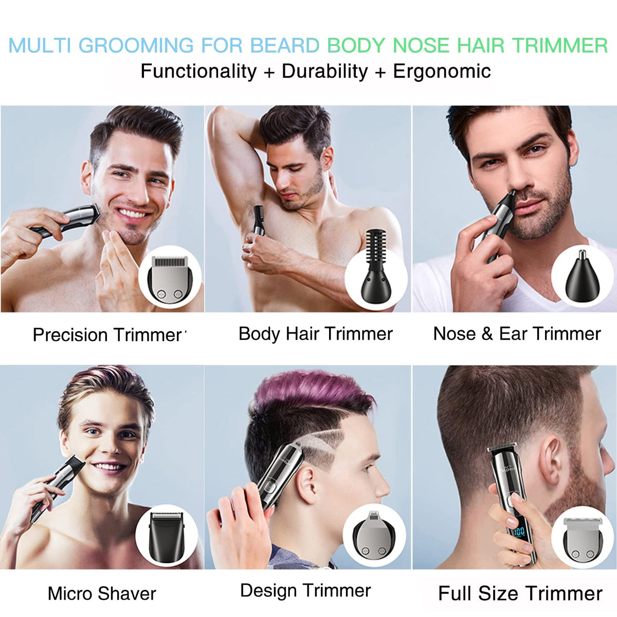 Close-up of Brightup Beard Trimmer with LED display