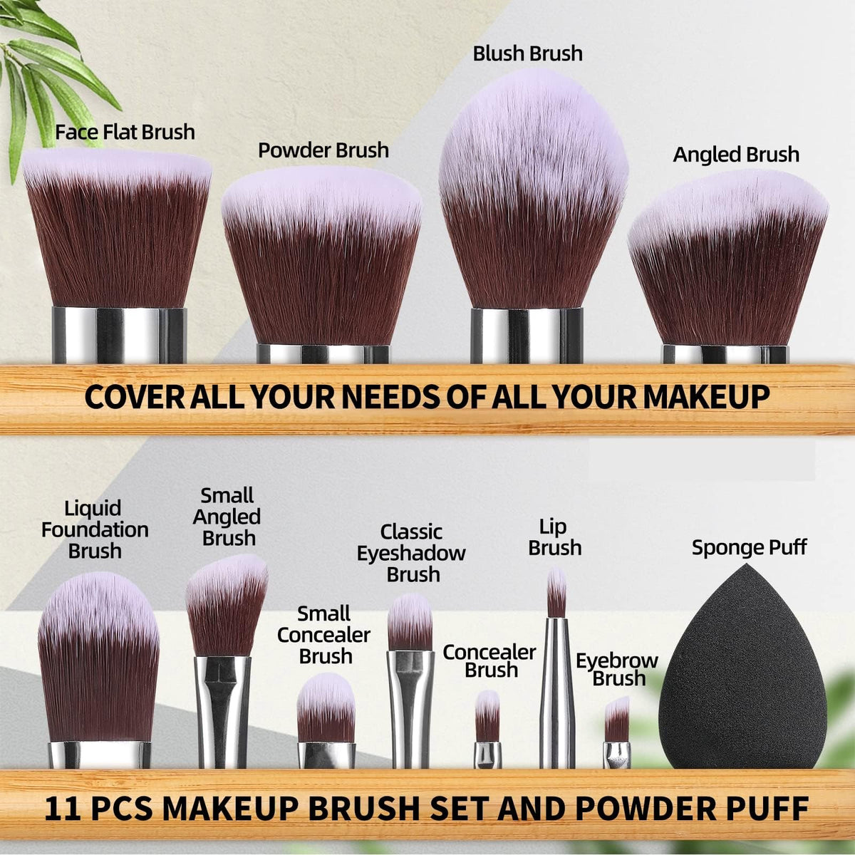 Close-up of BS-MALL foundation brush in makeup set