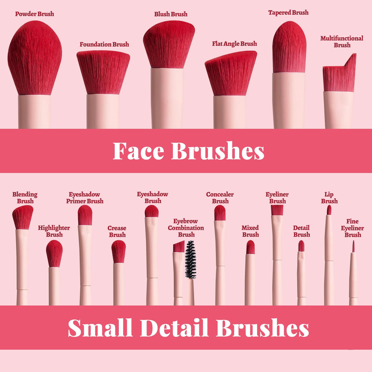 Close-up of BS-MALL makeup brushes in black case