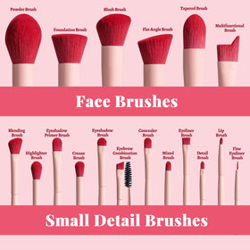 Close-up of BS-MALL makeup brushes in black case