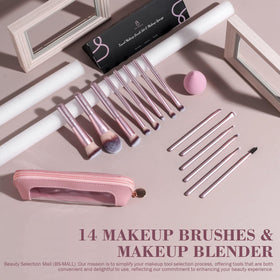 Close-up of BS-MALL makeup brushes showing bristle quality
