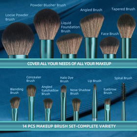 Close-up of BS-MALL makeup brushes showing bristles