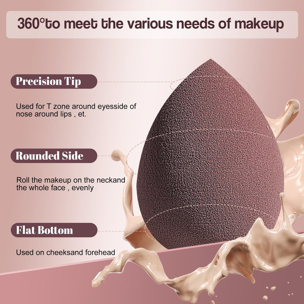 Close-up of BS-MALL makeup sponges showing various shapes