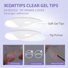 Close-up of BTArtbox Clear Soft Gel Nail Tips showing various sizes