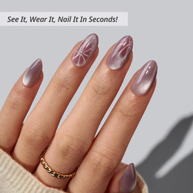 Close-up of BTArtbox Press On Nails Berry Spark showing different sizes