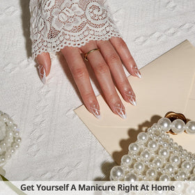 Close-up of BTArtbox Press On Nails Heel Click white French tip