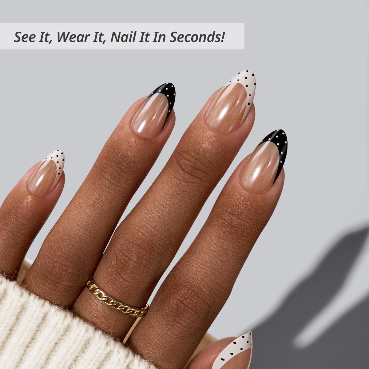 Close-up of BTArtbox Press On Nails Kismet Duo showing nail sizes