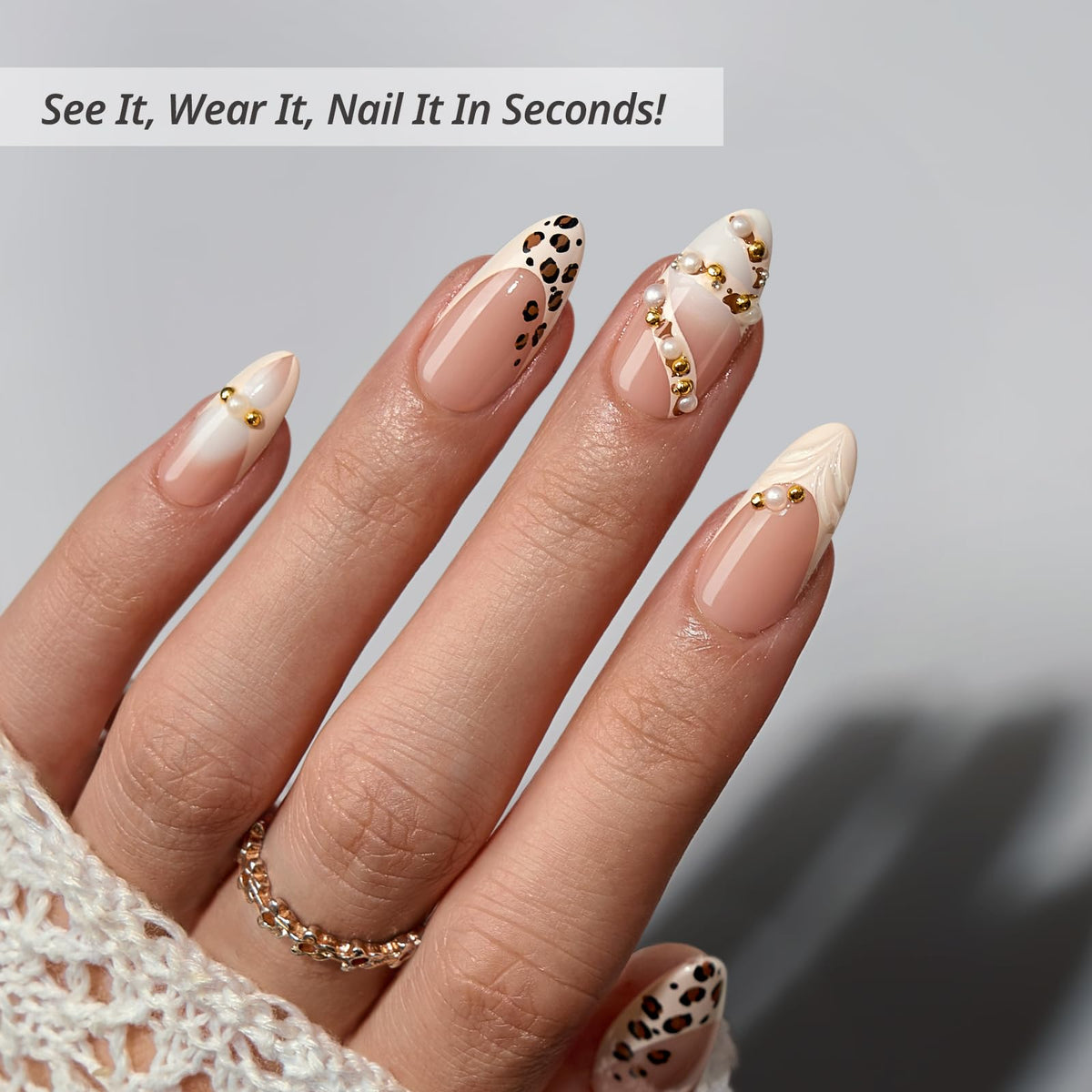 Close-up of BTArtbox Press On Nails showing natural nail look