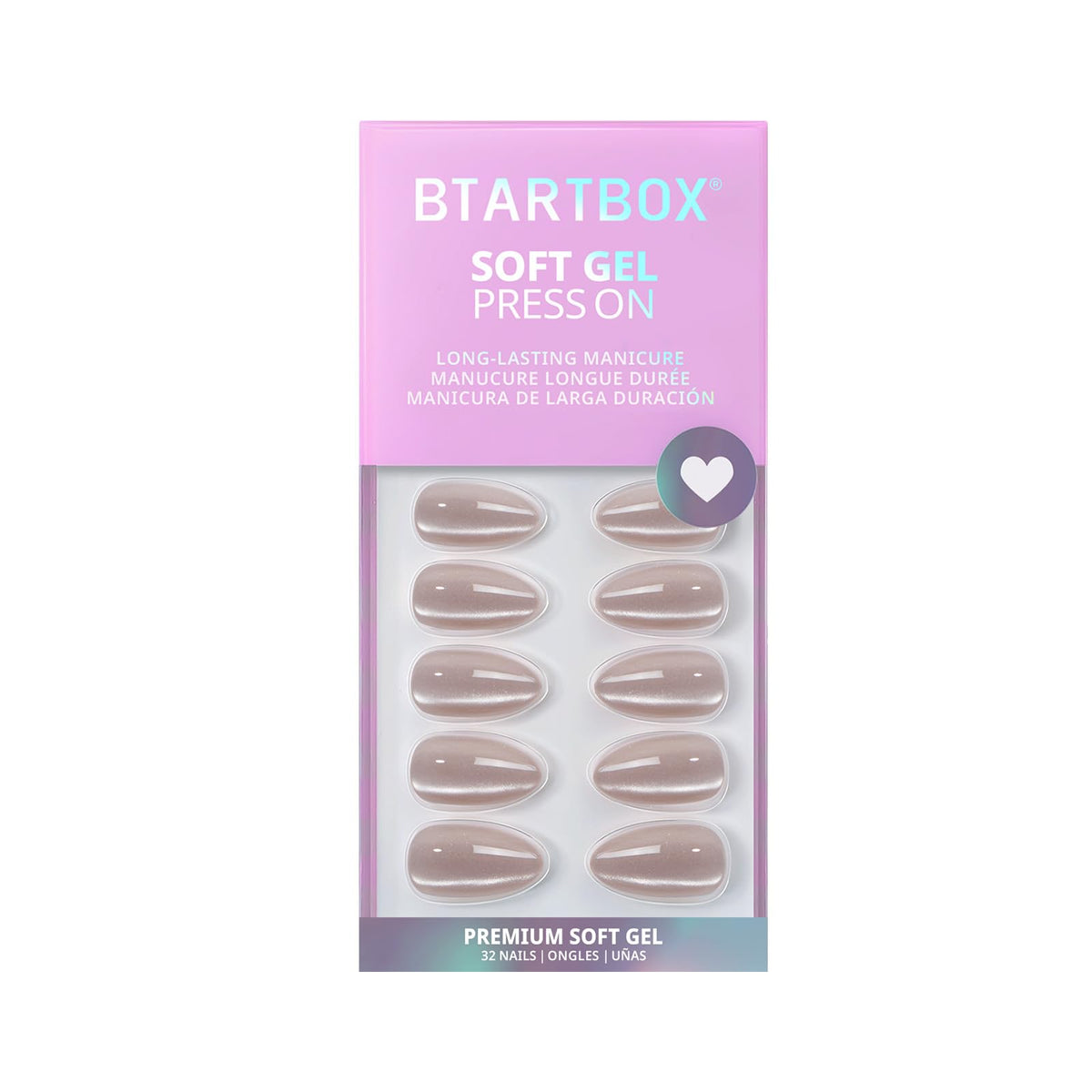 Close-up of BTArtbox Press On Nails showing the Aurora Cat Eye finish