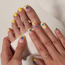 Close-up of BTArtbox Press On Nails showing the French tip style
