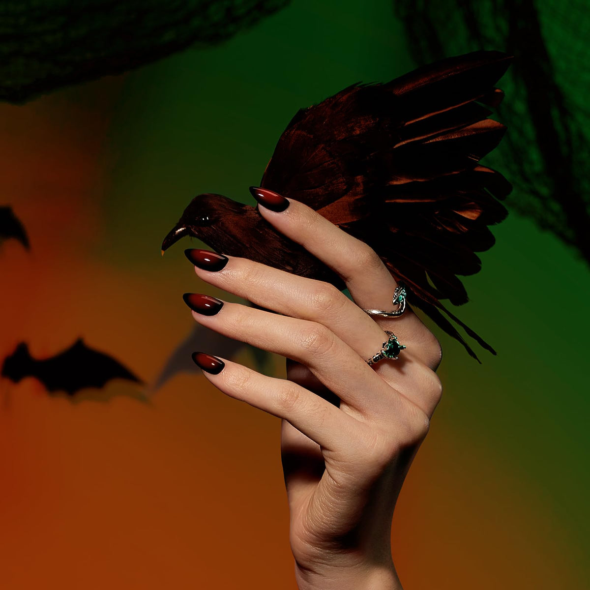 Close-up of BTArtbox Vampire Kiss Press On Nails showing nail details