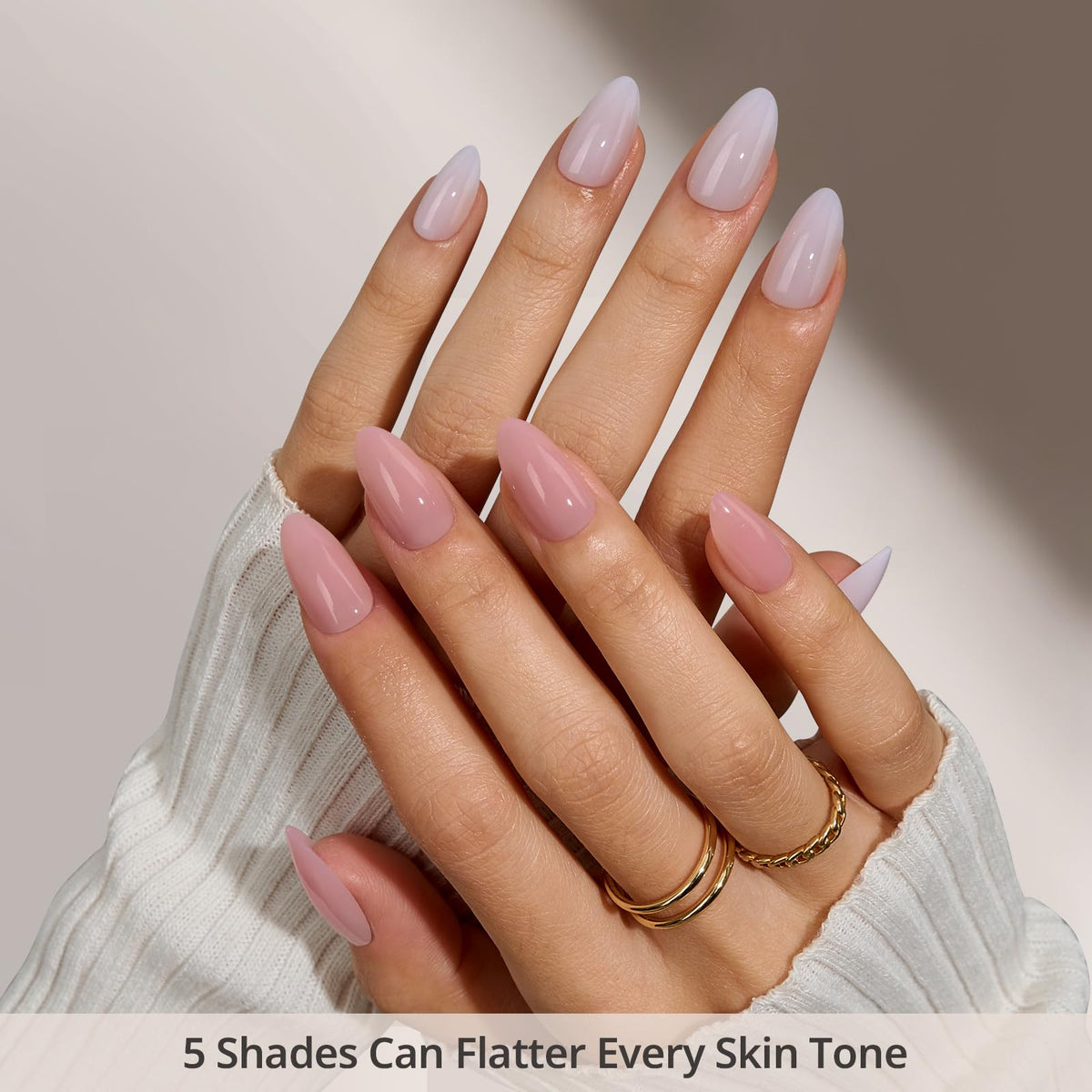 Close-up of BTARTBOXNAILS almond-shaped press on nails