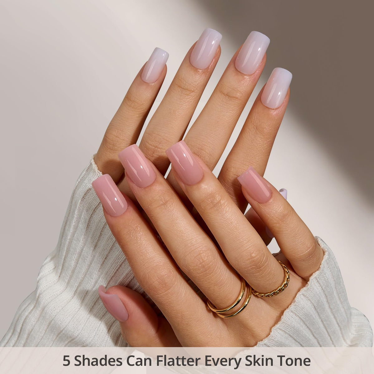 Close-up of BTARTBOXNAILS nude press on nails