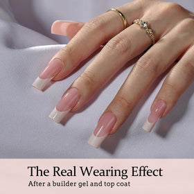 Close-up of BTARTBOXNAILS White French Tip Press On Nails