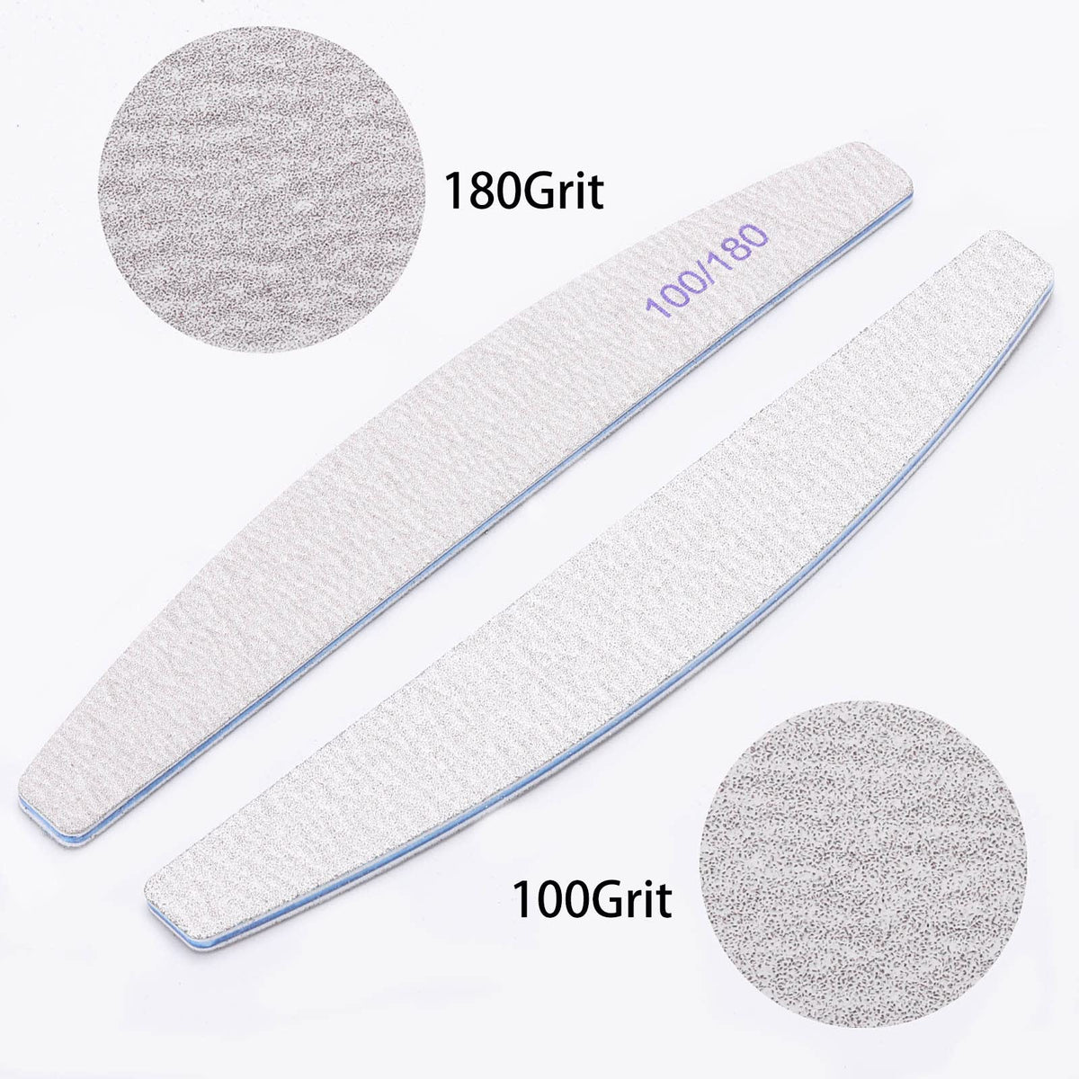 Close-up of BTYMS nail files showing grit numbers