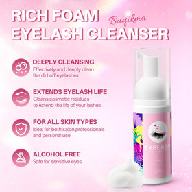 Close-up of Buqikma lash shampoo bottle