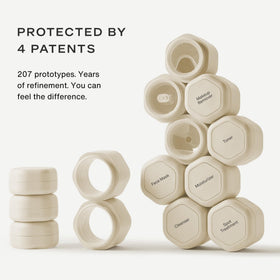 Close-up of Cadence skincare capsule showing magnetic design