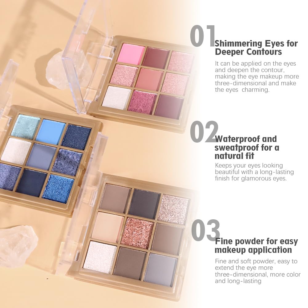Close-up of CAKAILA Eyeshadow Palette showing matte and shimmer shades