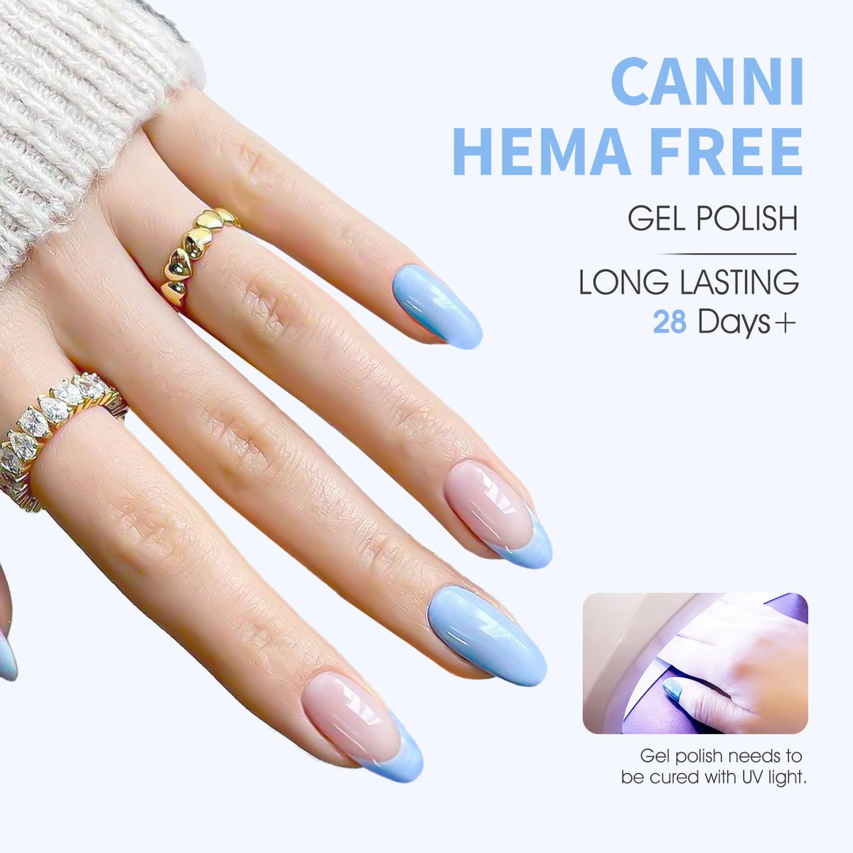 Close-up of CANNI Baby Blue Gel Nail Polish brush