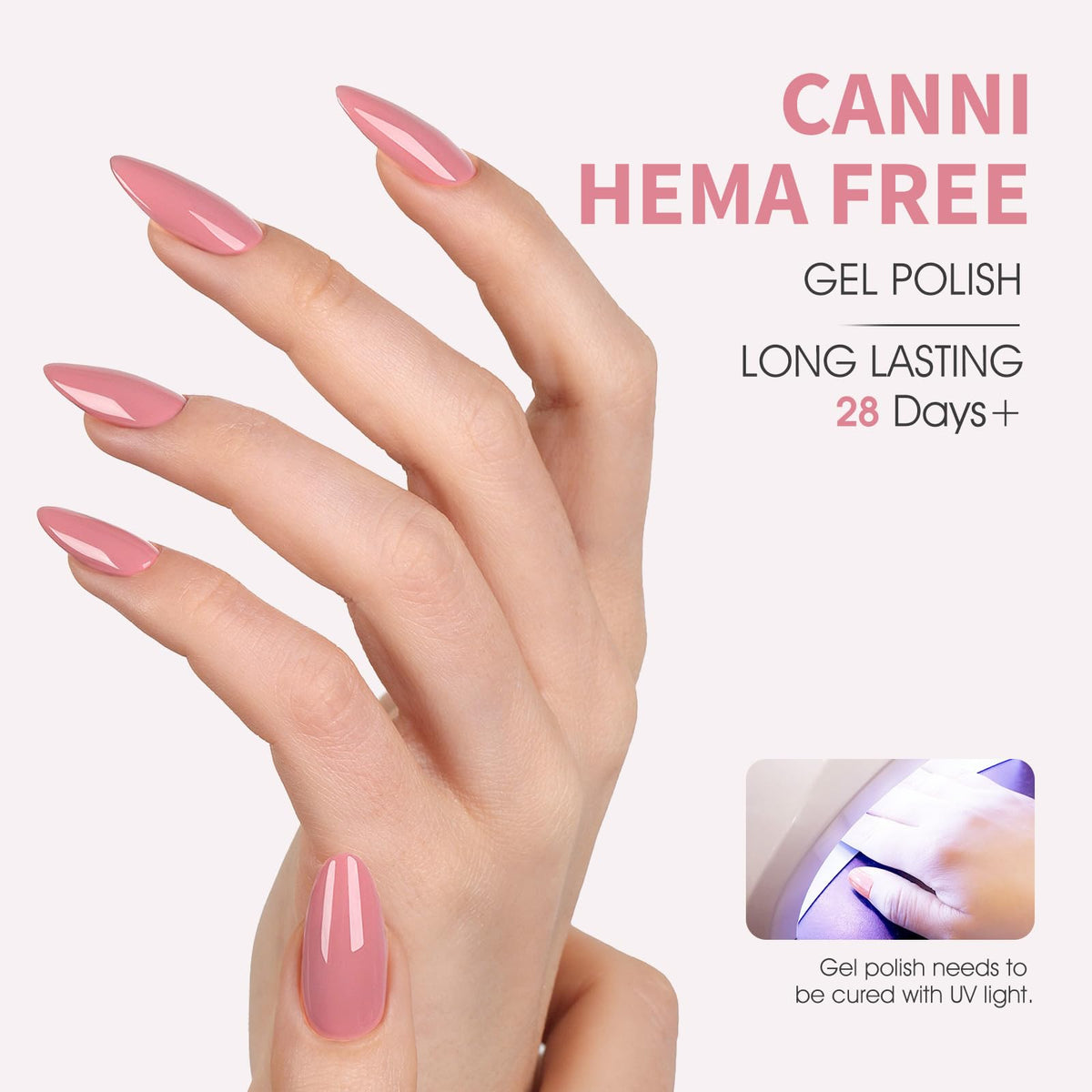 Close-up of CANNI Baby Pink Gel Nail Polish brush