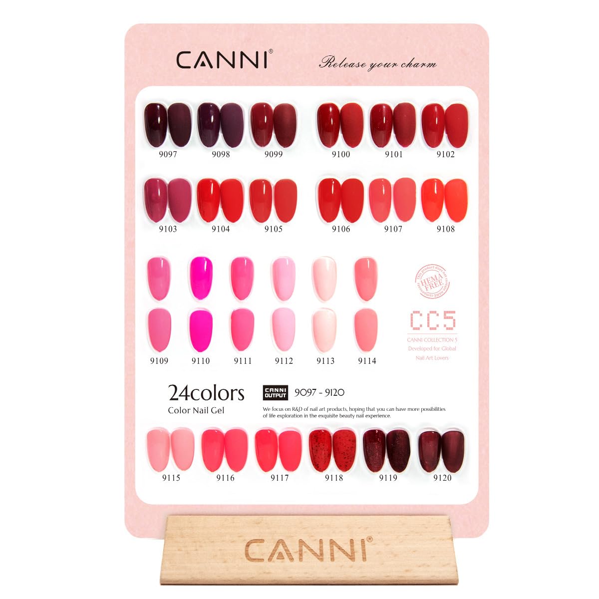 Close-up of CANNI gel nail polish in dark red