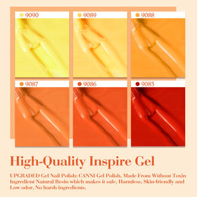 Close-up of CANNI gel polish bottle showing vibrant orange shade