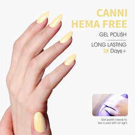 Close-up of CANNI Pastel Yellow Gel Nail Polish brush