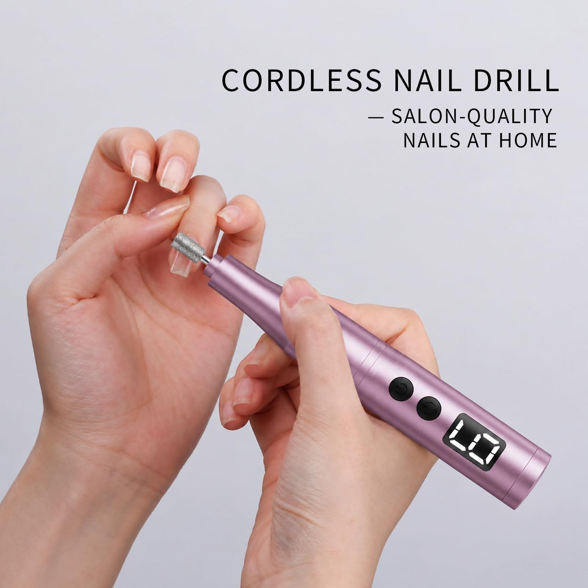 Close-up of CBVCBV nail drill with pen-style grip
