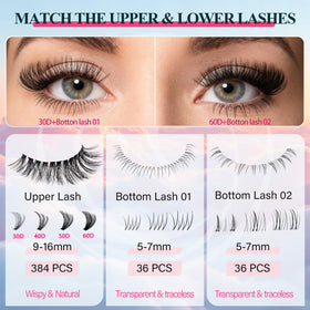 Close-up of CCODDY Lash Clusters showing different lengths