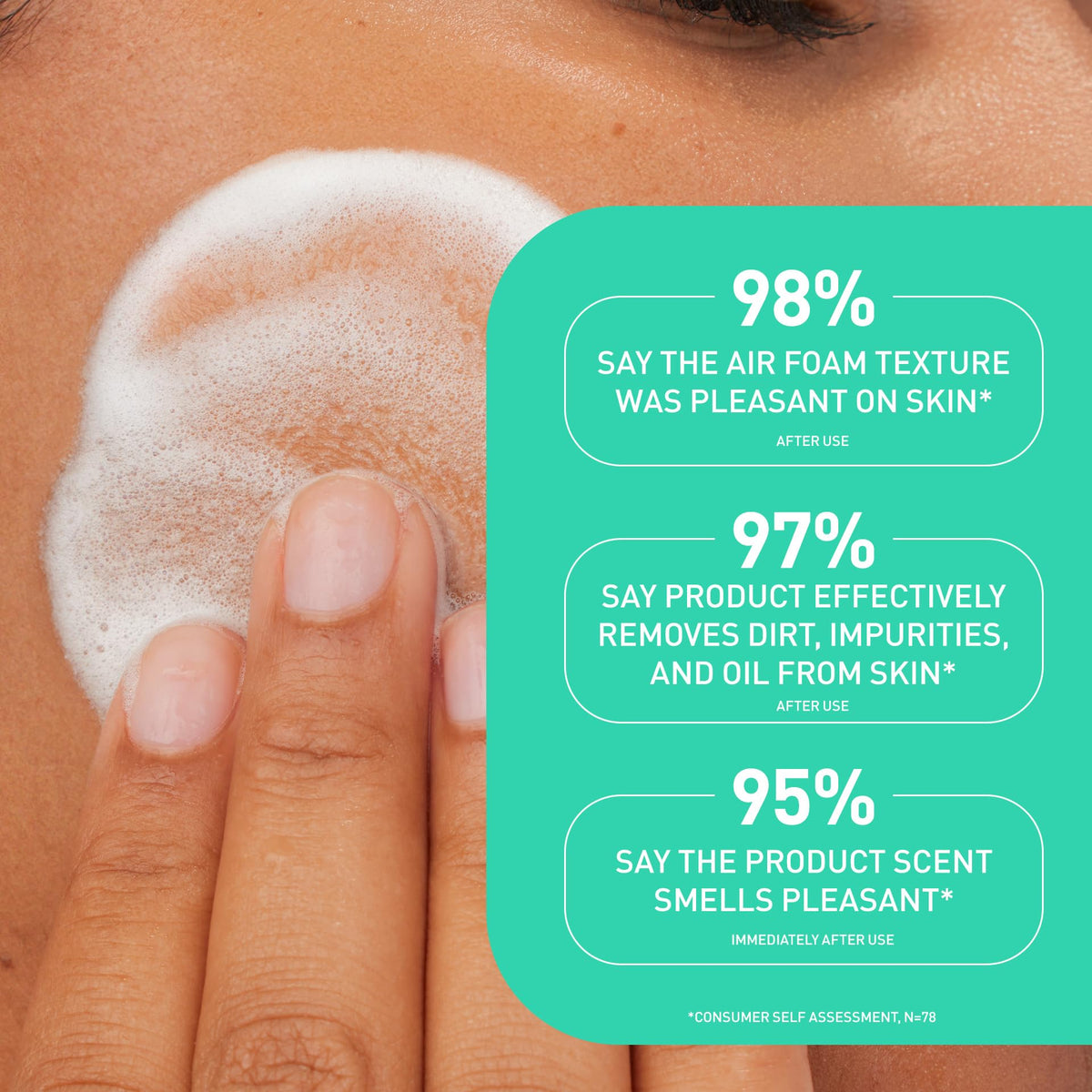 Close-up of CeraVe Air Foam Face Wash foam texture
