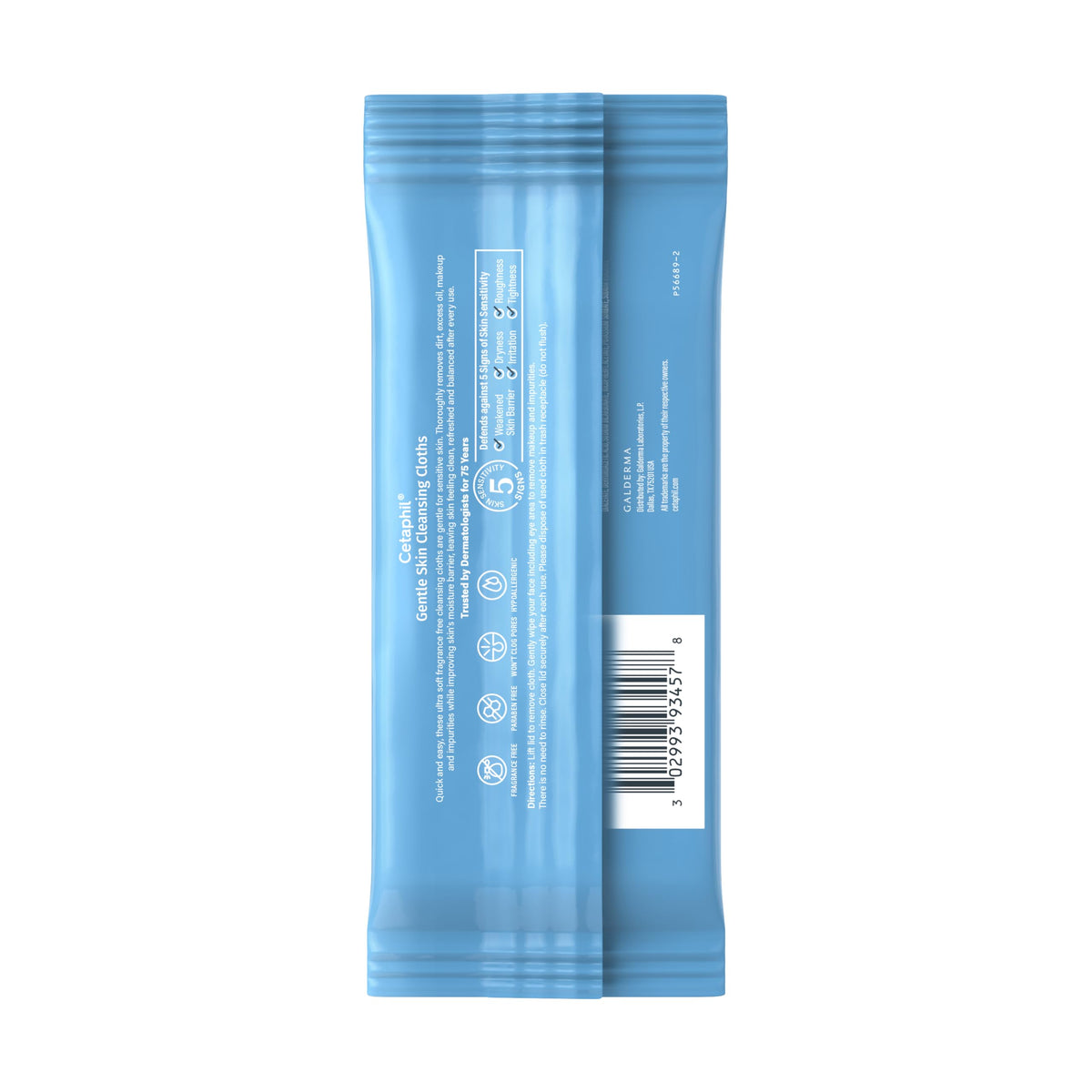 Close-up of Cetaphil Cleansing Face & Body Wipes ingredients list